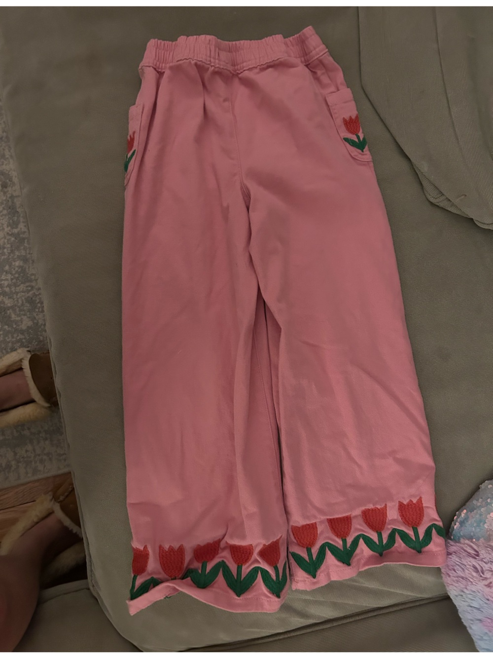 Mini Boden Pink Flower Pants